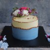 Blue Fault Line Cake With Fresh Flowers