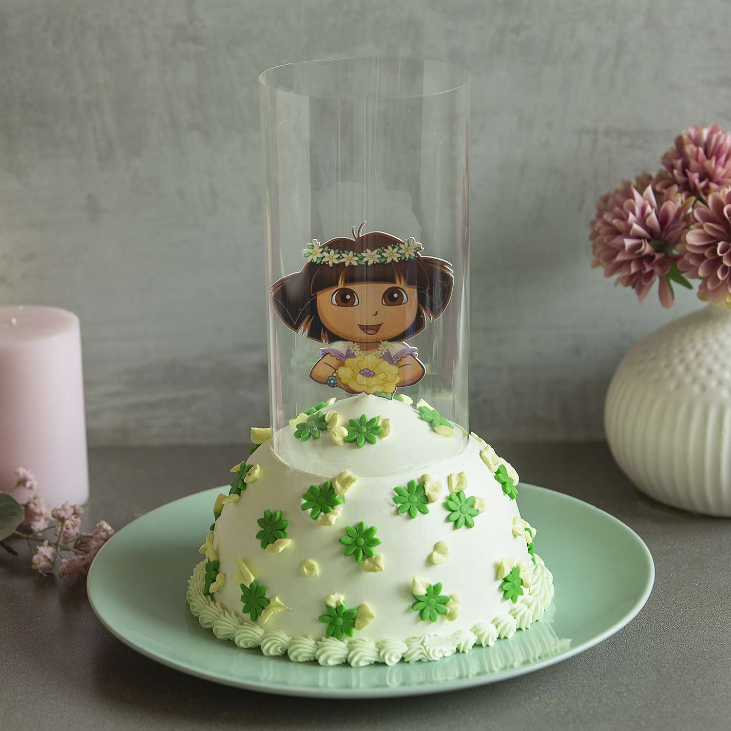Bright Dora 1St Birthday Cake - CakeCentral.com
