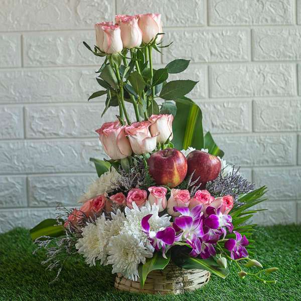 Jumelias ,White Chrysanthemums, Orchids And Apples
