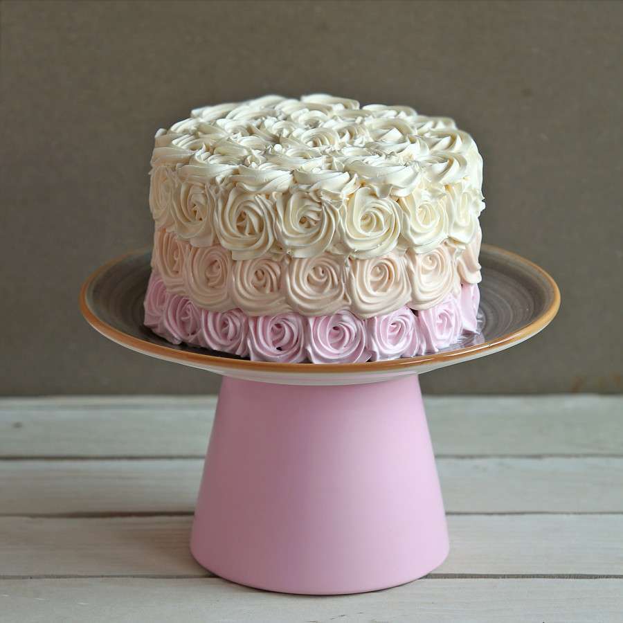 Pink And Pich Shaded Rosette Chocolate Cake Eggless