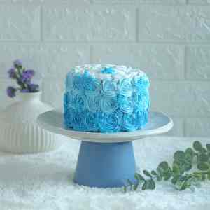 Chocolate Blue Rosette Cake Eggless 750gms