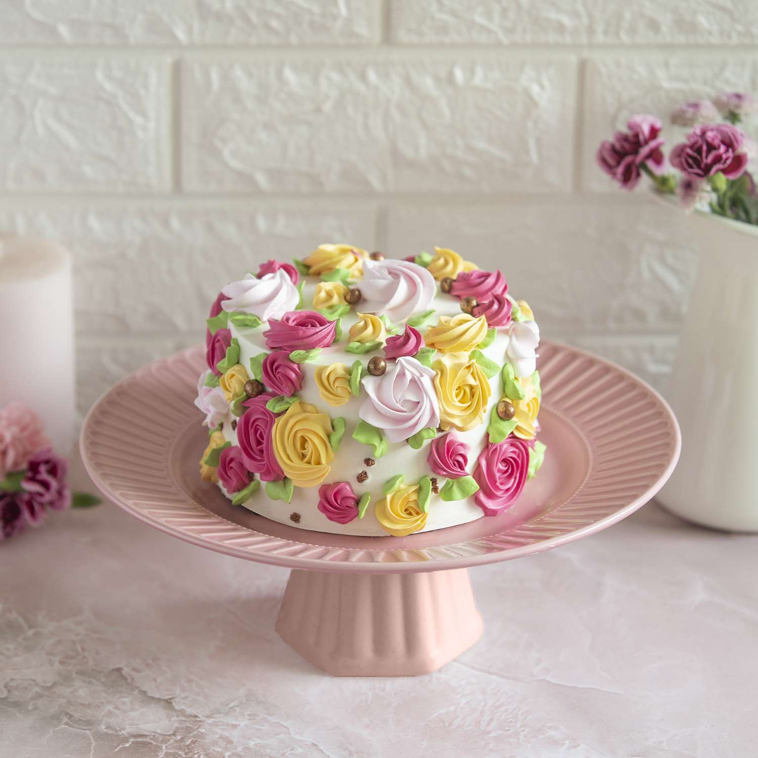 Buttercream Flowers Cake - Curly Girl Kitchen