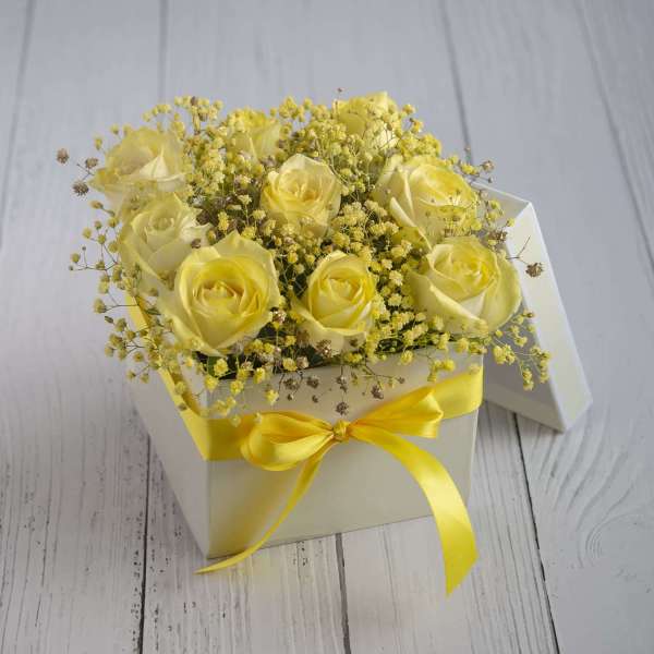 Yellow Roses In A Box