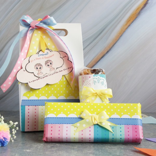 Birth announcement twin's hampers