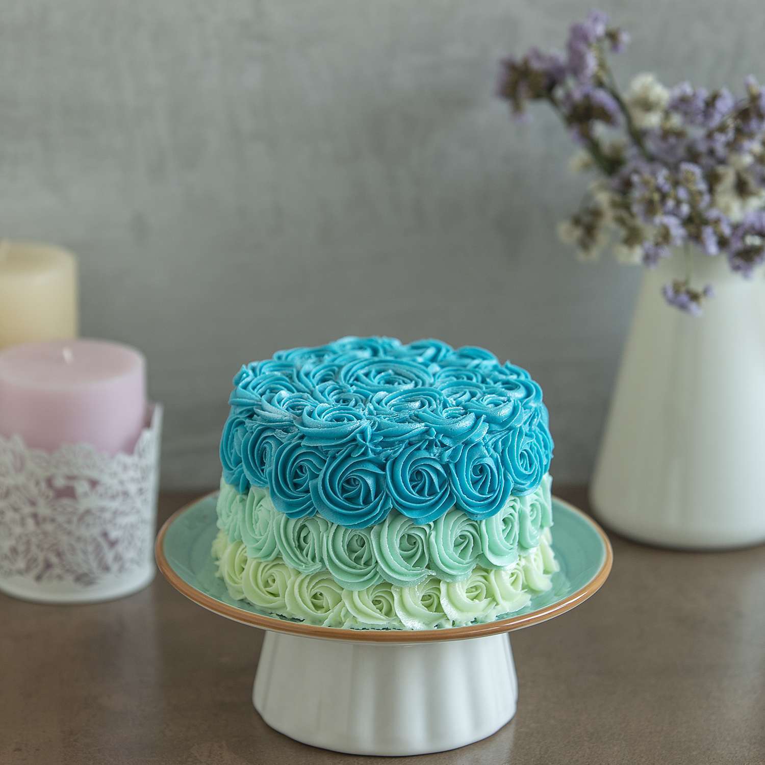 Tiffany Blue Ombré Rosette Cake | Rosette cake, Purple cakes birthday, Twin  birthday cakes