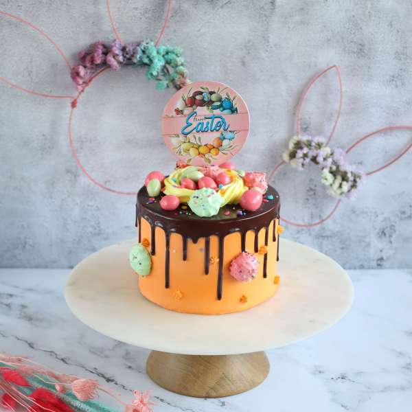 Easter Special Orange Floral Cake with Topper 850gms