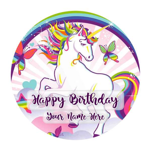 Unicorn Birthday Photo Cake