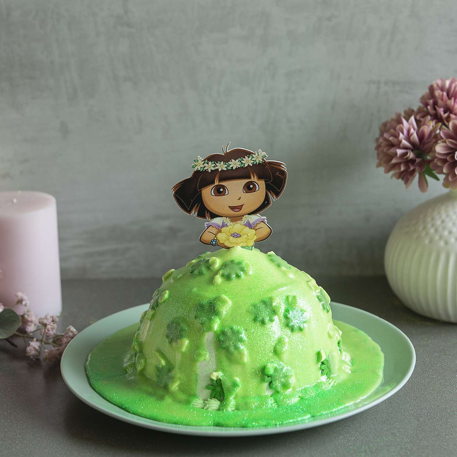 Dora the Explorer Flowers Photo Cake | Freedom Bakery